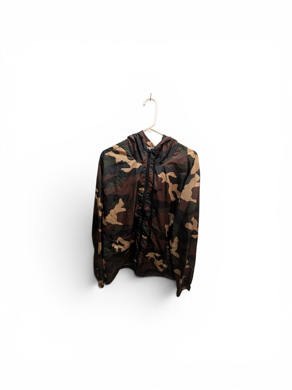 Camo Lightweight Hooded Windbreaker - Brown & Green